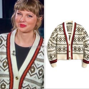 JCrew Crew Diamond Fair Isle Cardigan Sweater XL